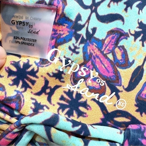 NWT Gypsy 05 Sand Multicolor Strappy Boho Swim Top Mosaic - Picture 5 of 6